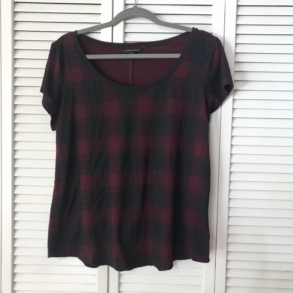 Banana Republic Short Sleeve Plaid Top